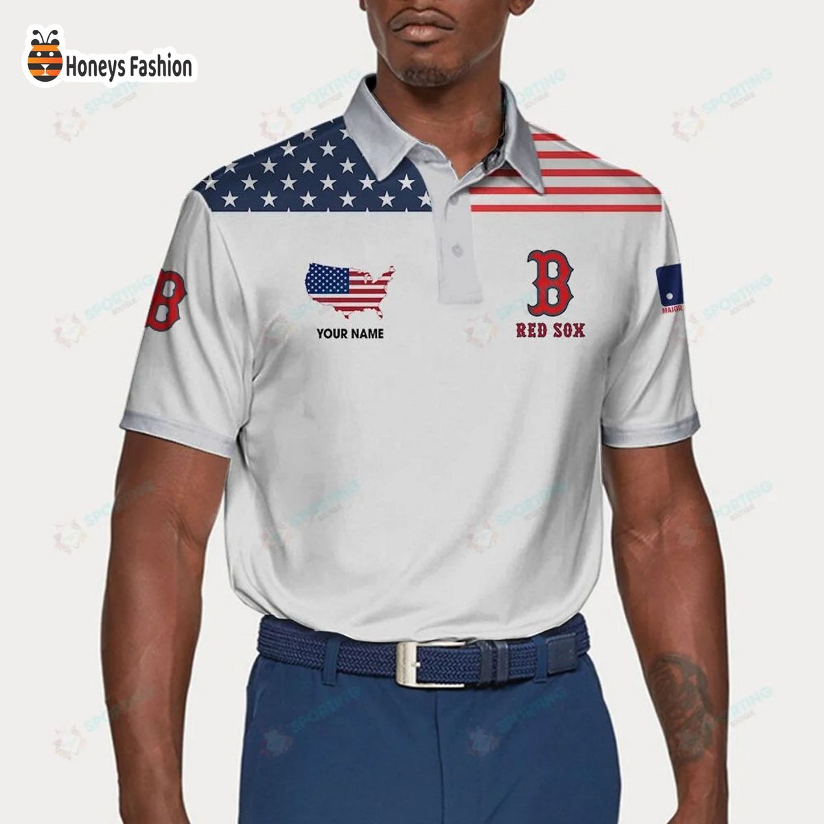 Boston Red Sox MLB Custom Name Polo Shirt