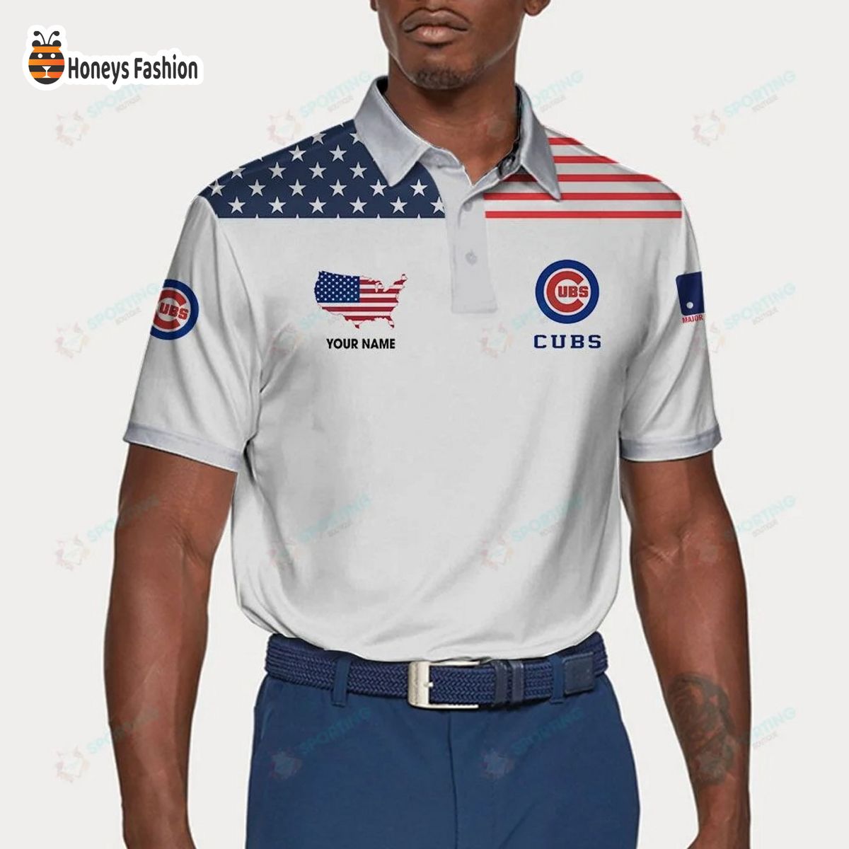 Chicago Cubs MLB Custom Name Polo Shirt