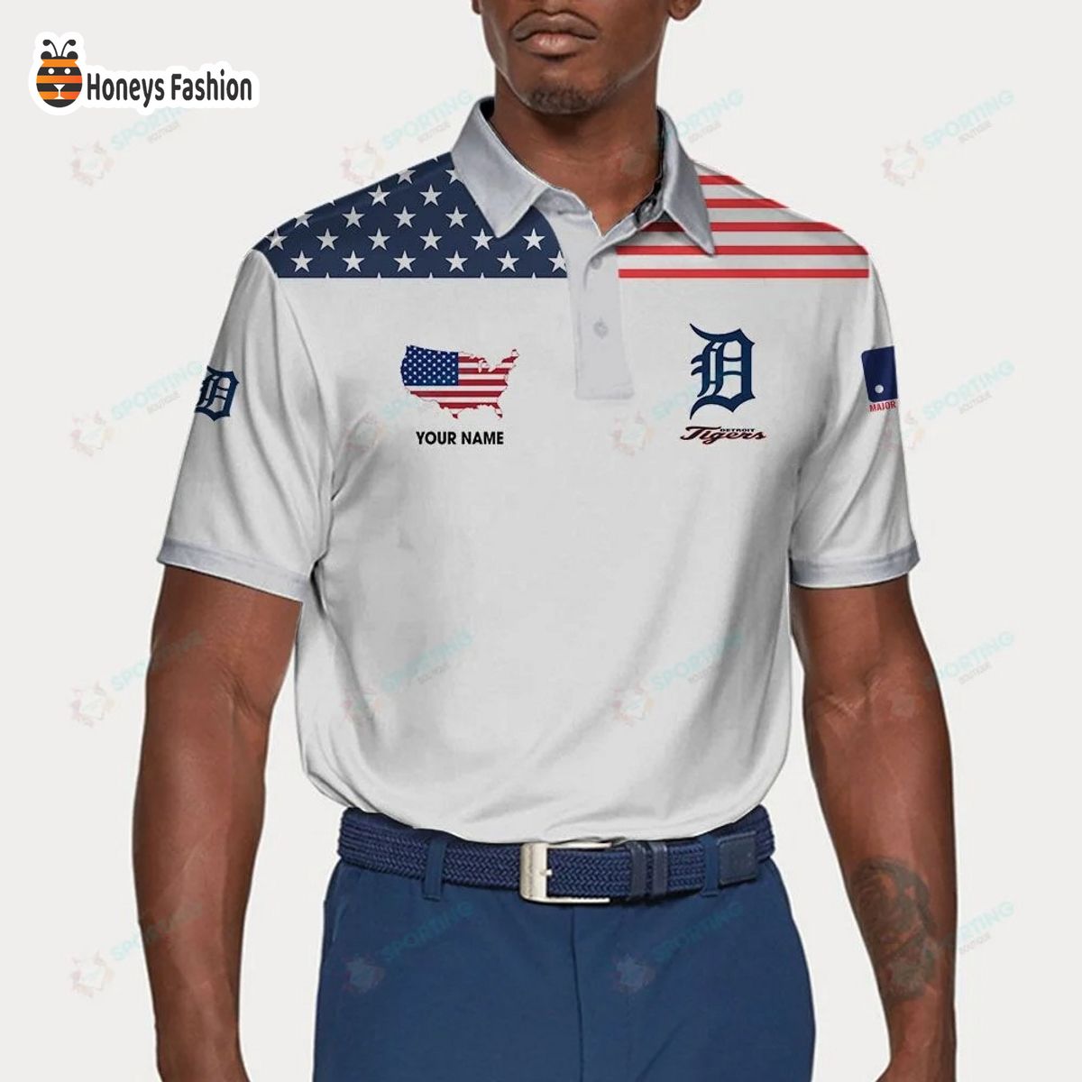 Detroit Tigers MLB Custom Name Polo Shirt