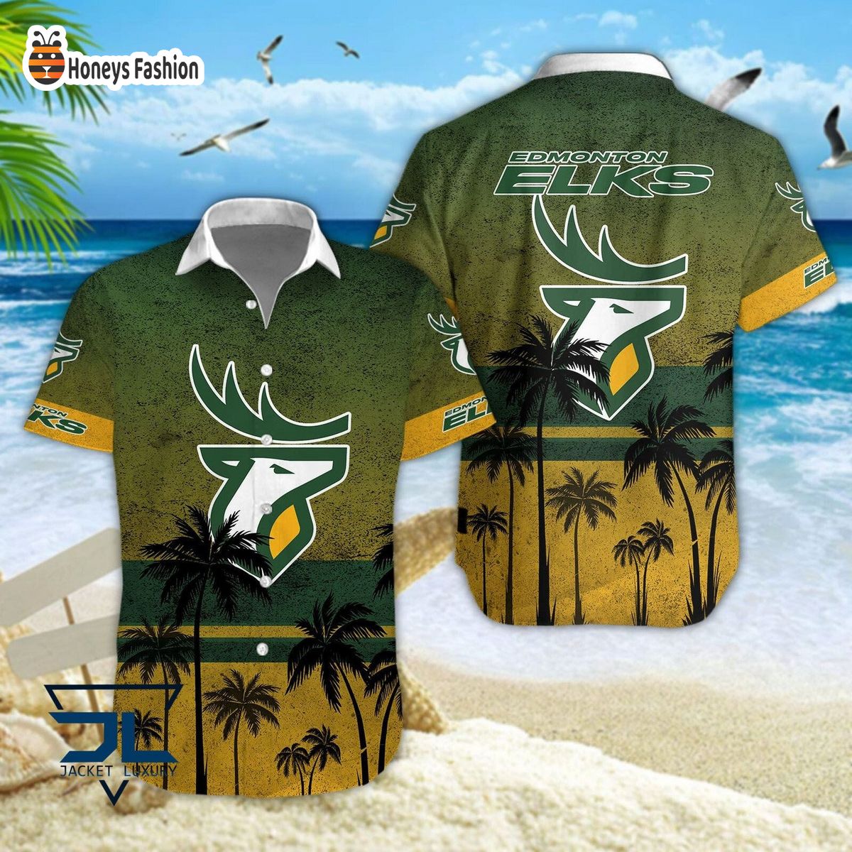 Edmonton Elks CFL hawaiian shirt