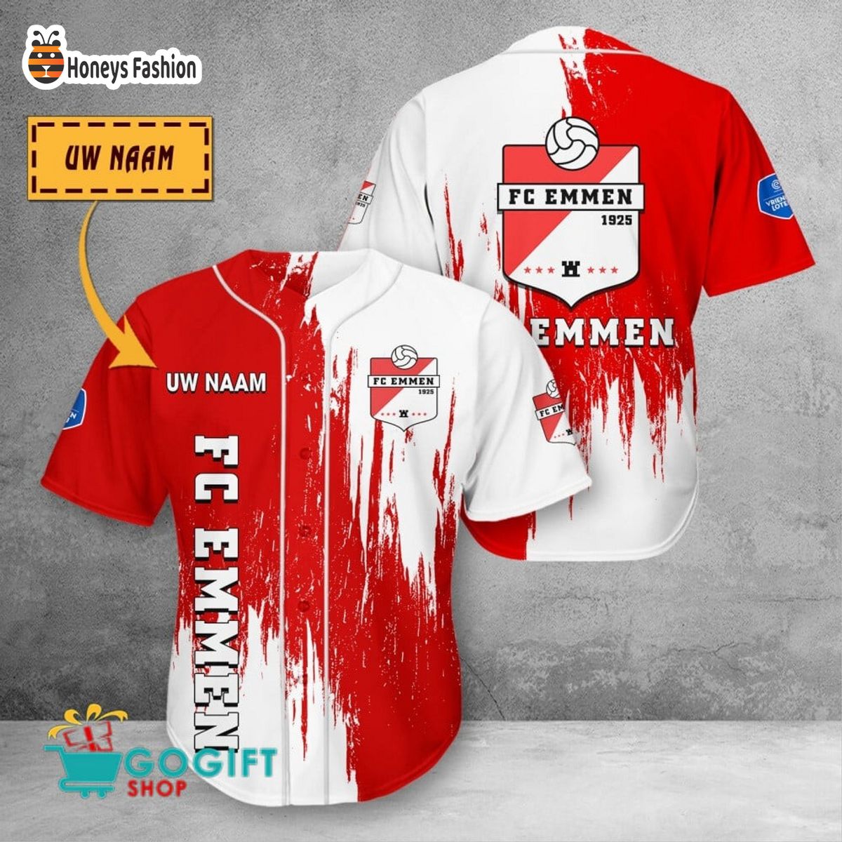 FC Emmen custom name baseball shirt