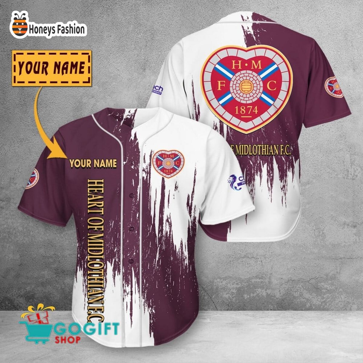 Heart of Midlothian F.C custom name baseball jersey