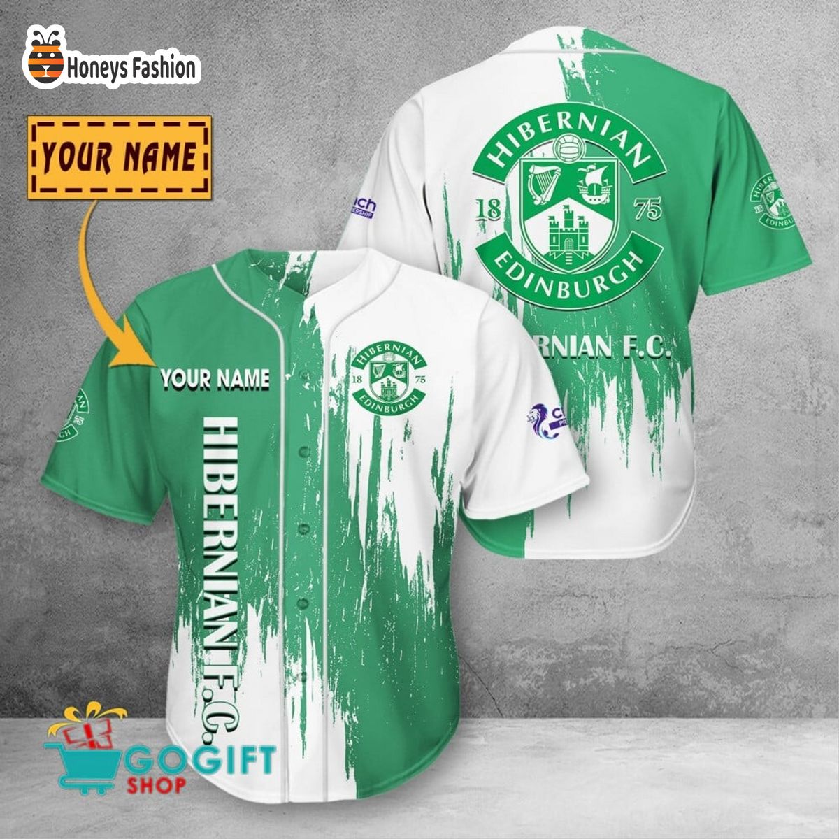 Hibernian F.C custom name baseball jersey