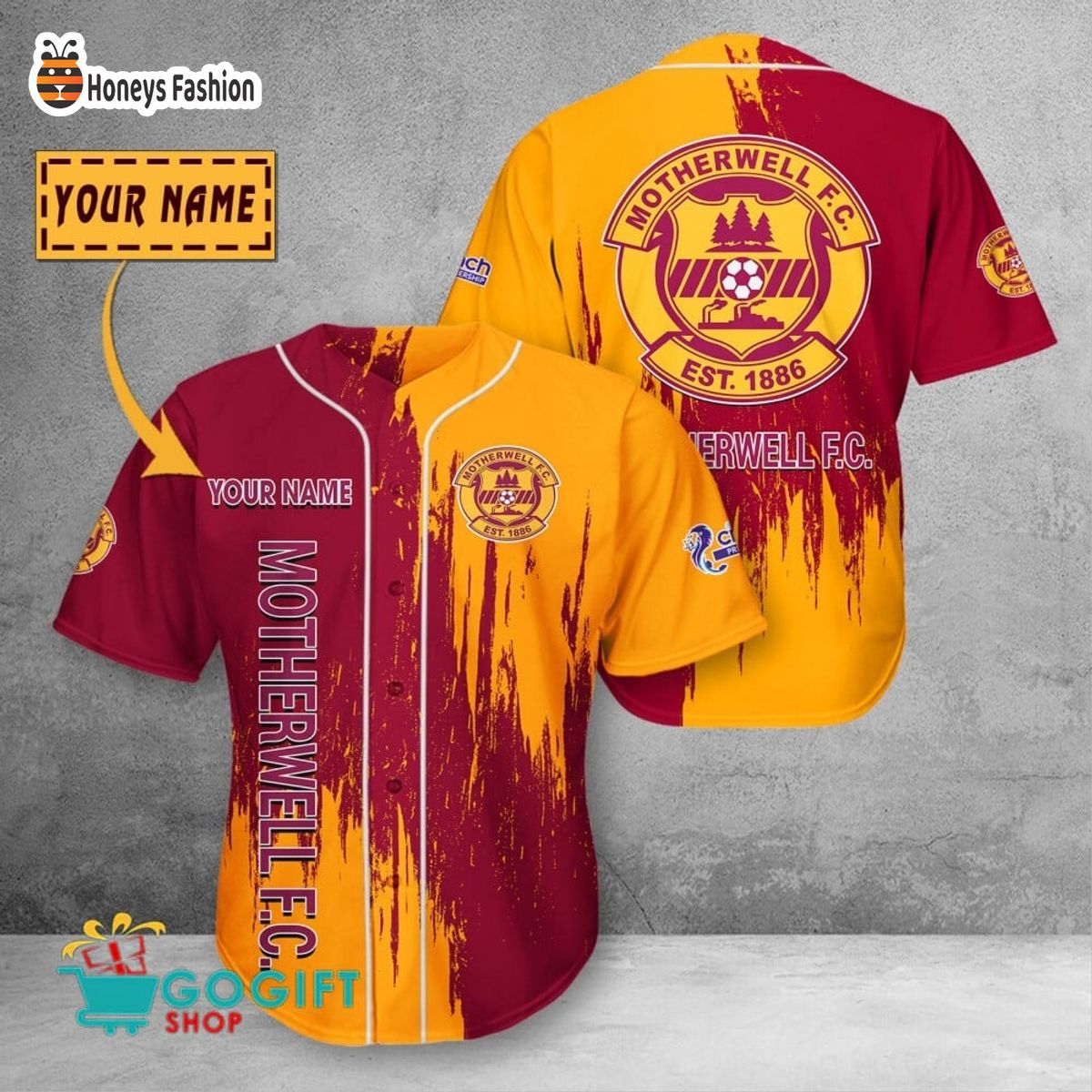 Motherwell F.C custom name baseball jersey