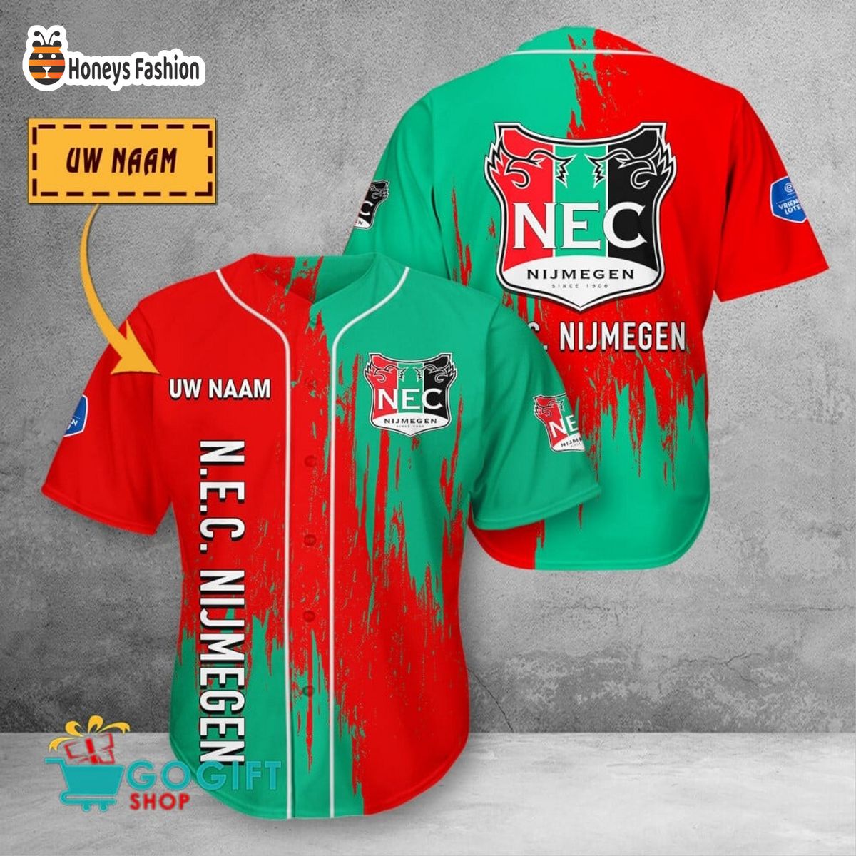 N.E.C. Nijmegen custom name baseball shirt