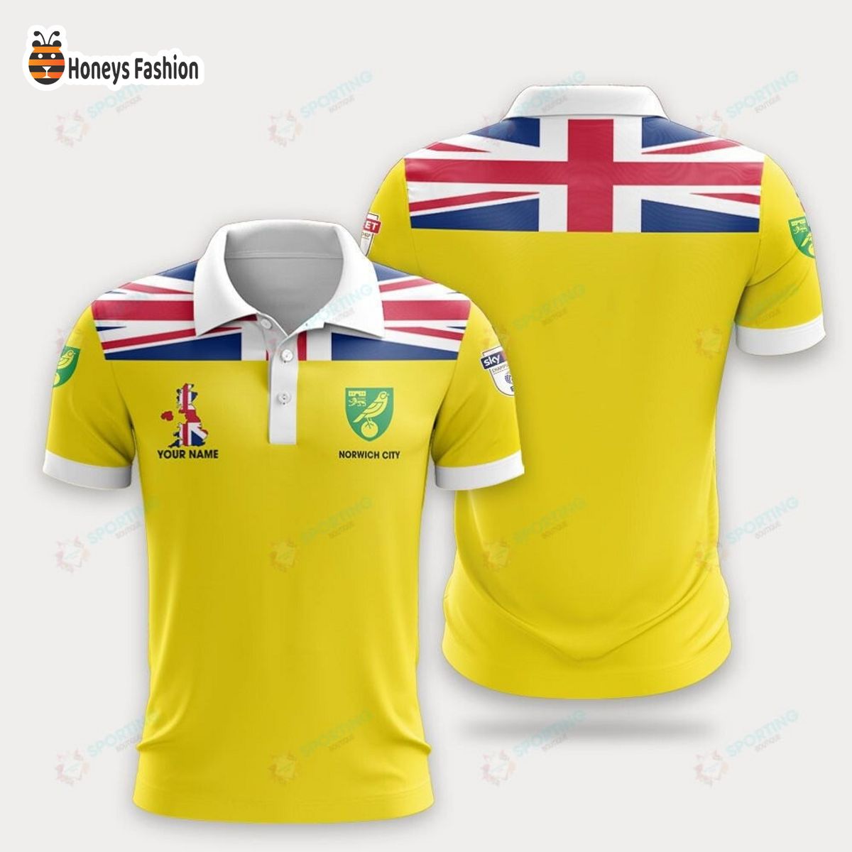 Norwich City custom name polo shirt
