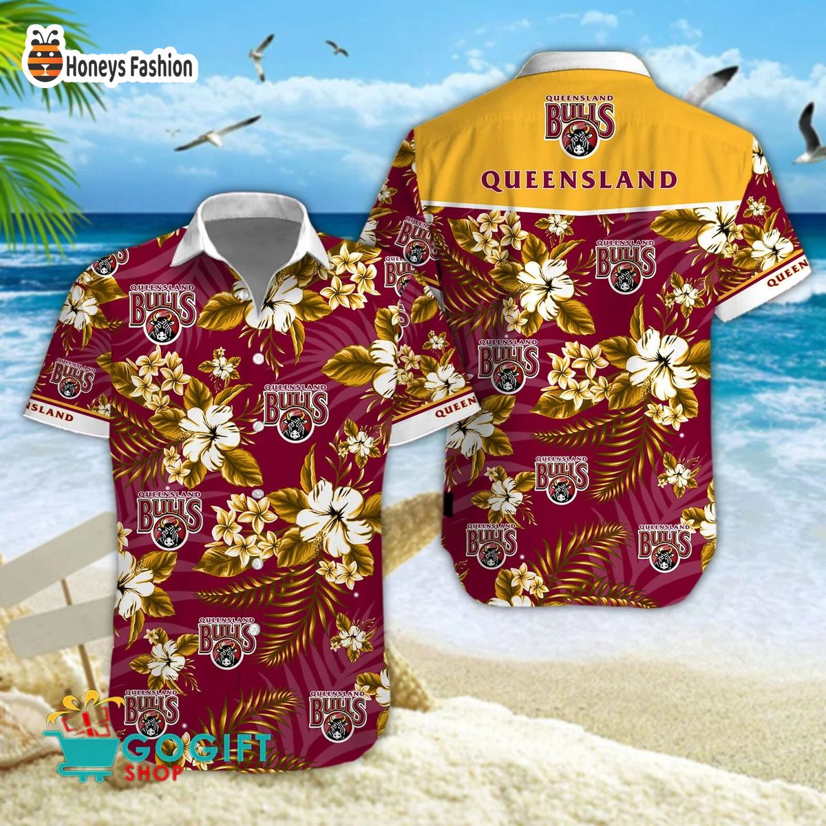 Queensland Cricket Team hawaiian shirt and short