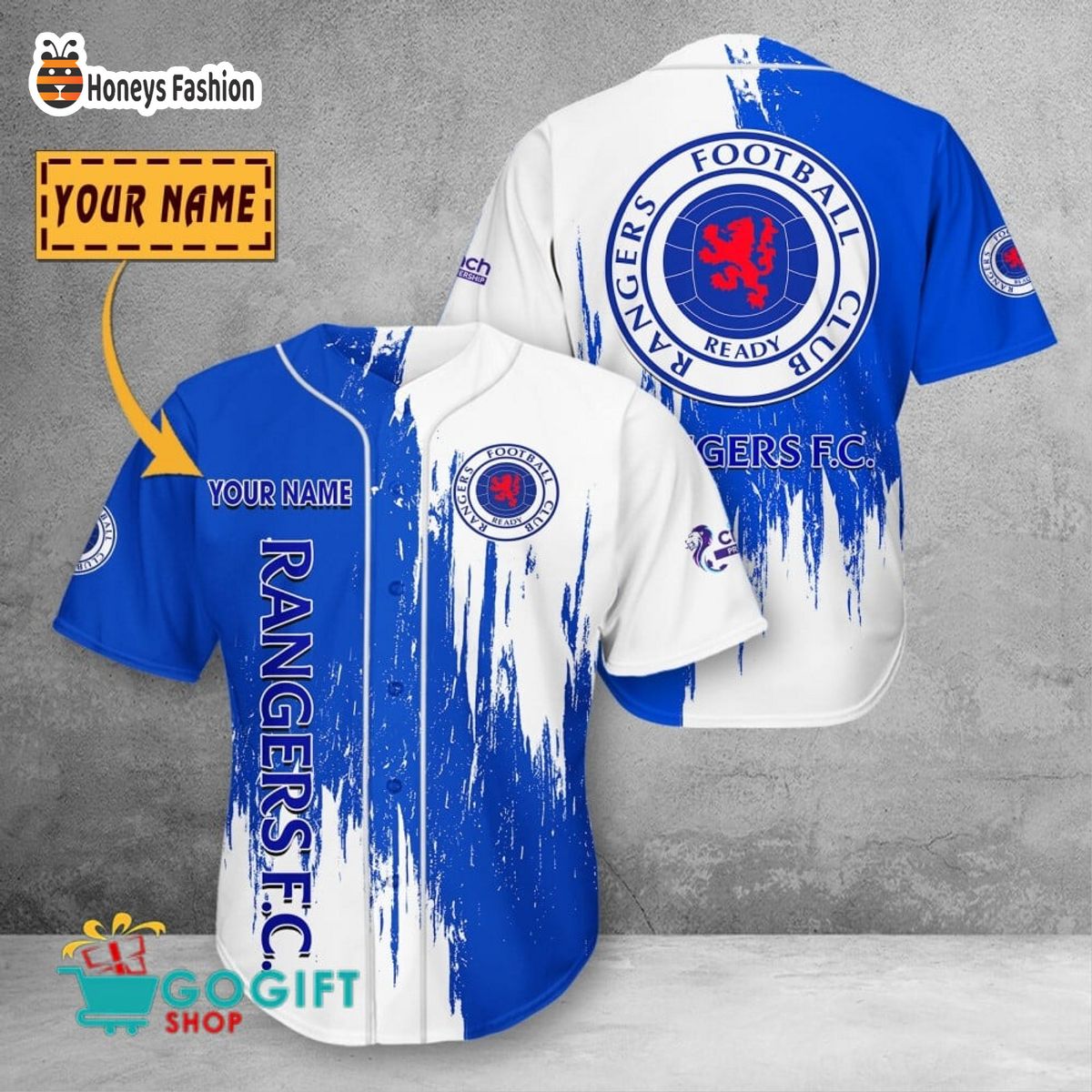 Rangers F.C custom name baseball jersey