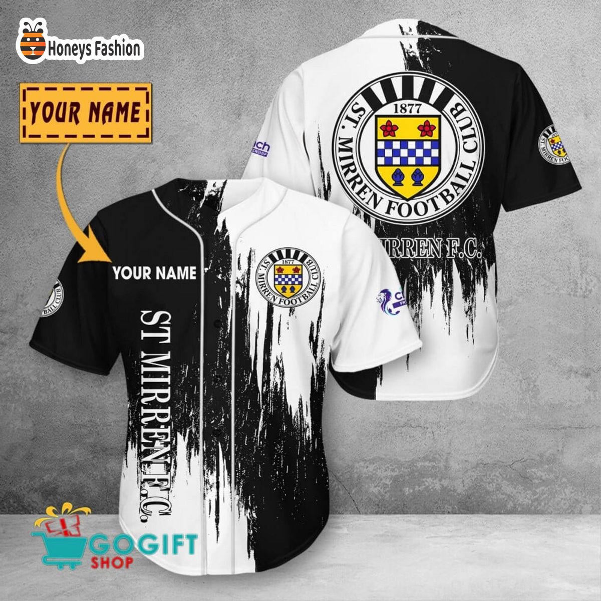 St Mirren F.C custom name baseball jersey