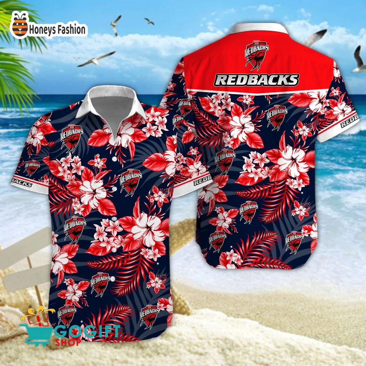 West End Redbacks Cricket hawaiian shirt and short