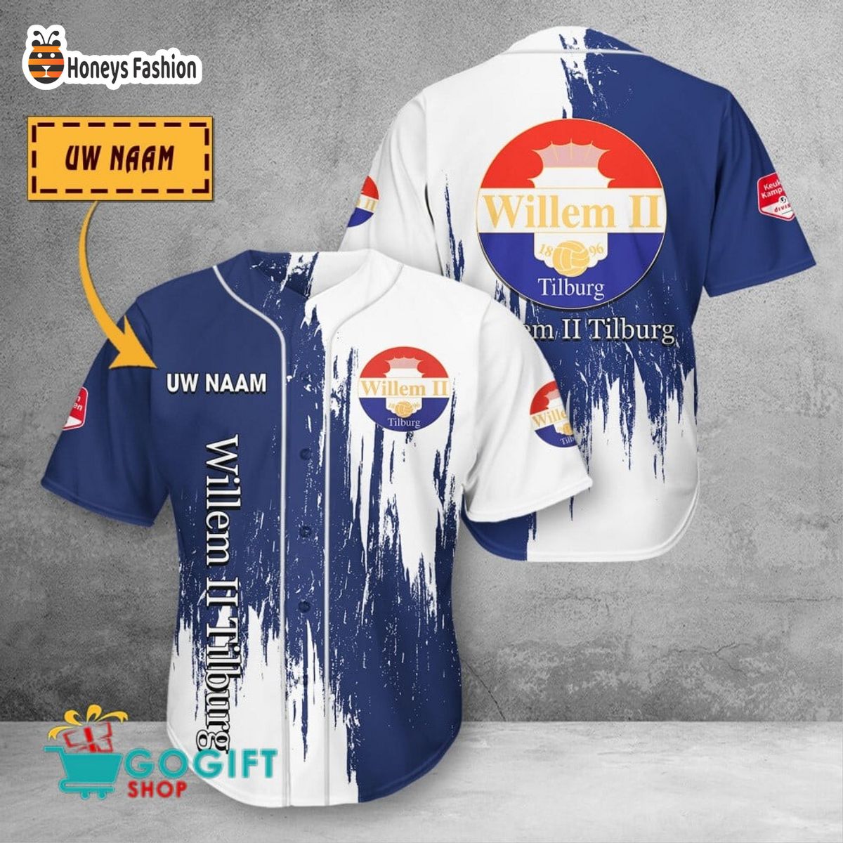 Willem II Tilburg custom name baseball shirt