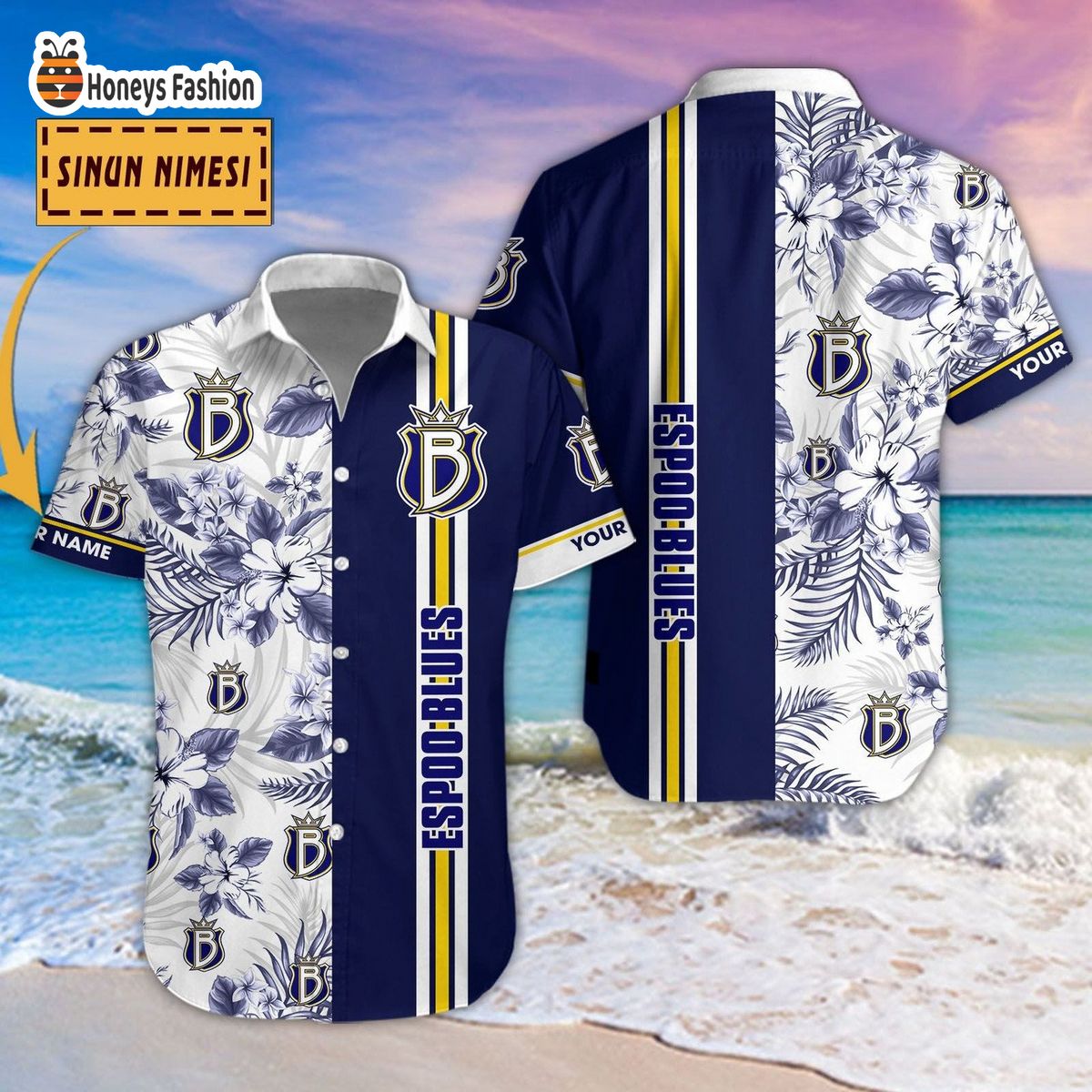 Espoo Blues liiga custom name hawaiian shirt