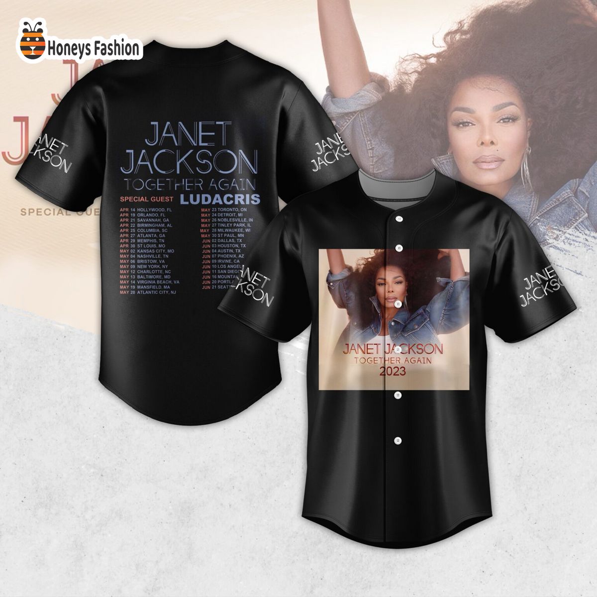 Janet Jackson Together Again Tour 2023 Baseball Jersey