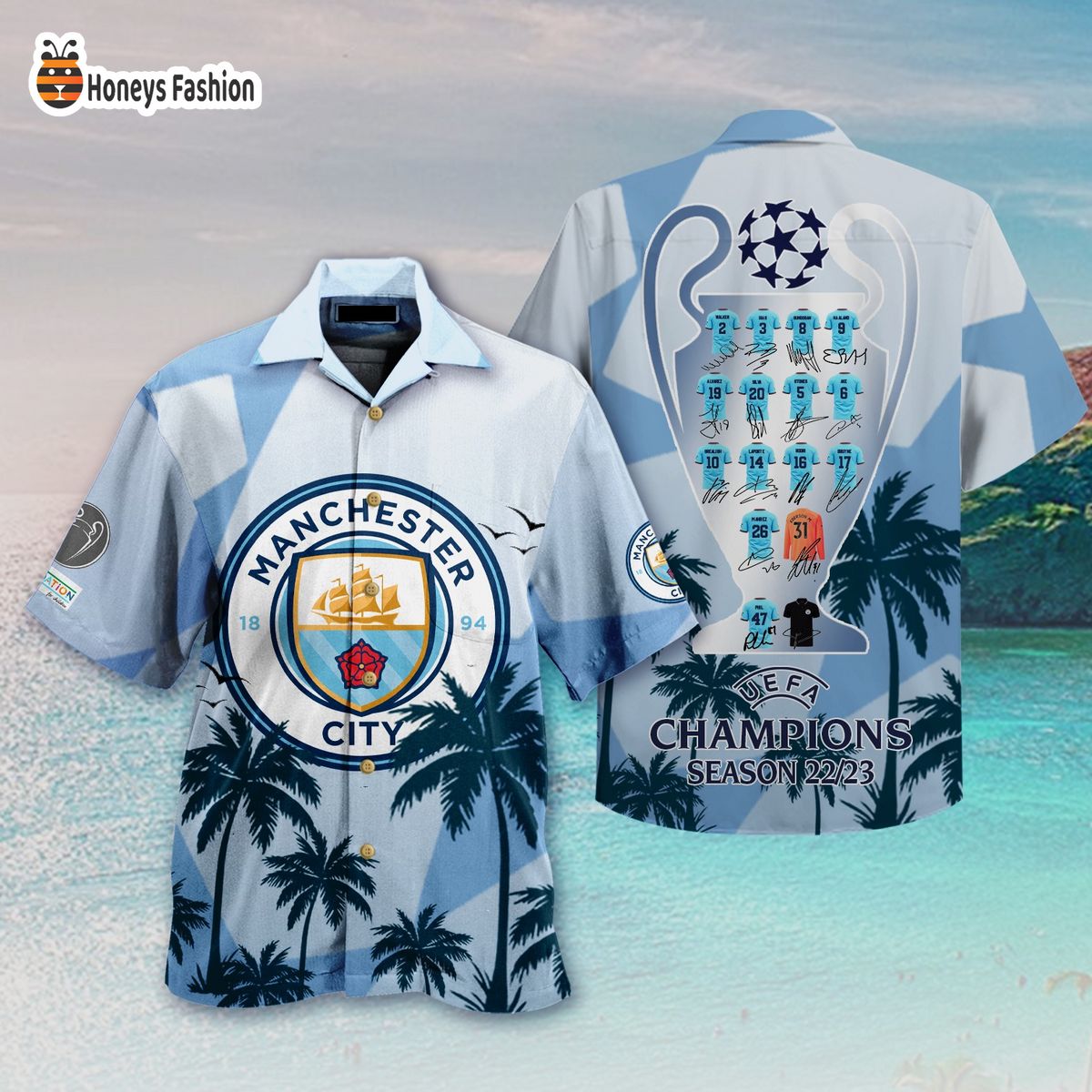 Manchester City Champions UEFA 22-23 Hawaiian Shirt