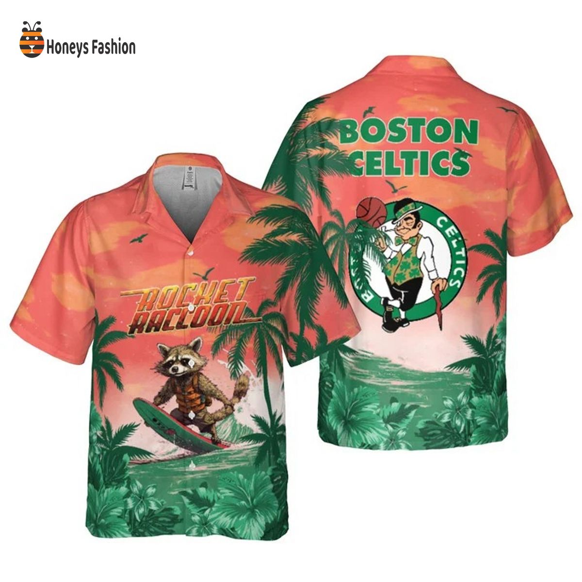 Rocket Raccoon Boston Celtics Hawaiian Shirt