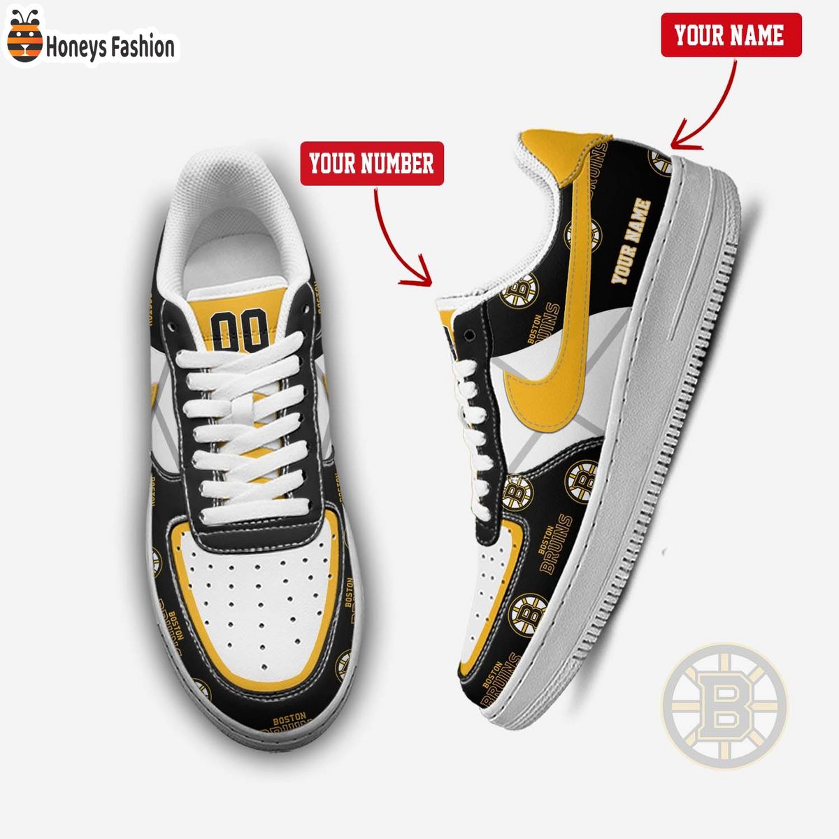 Boston Bruins NHL Personalized Air Force 1 Shoes
