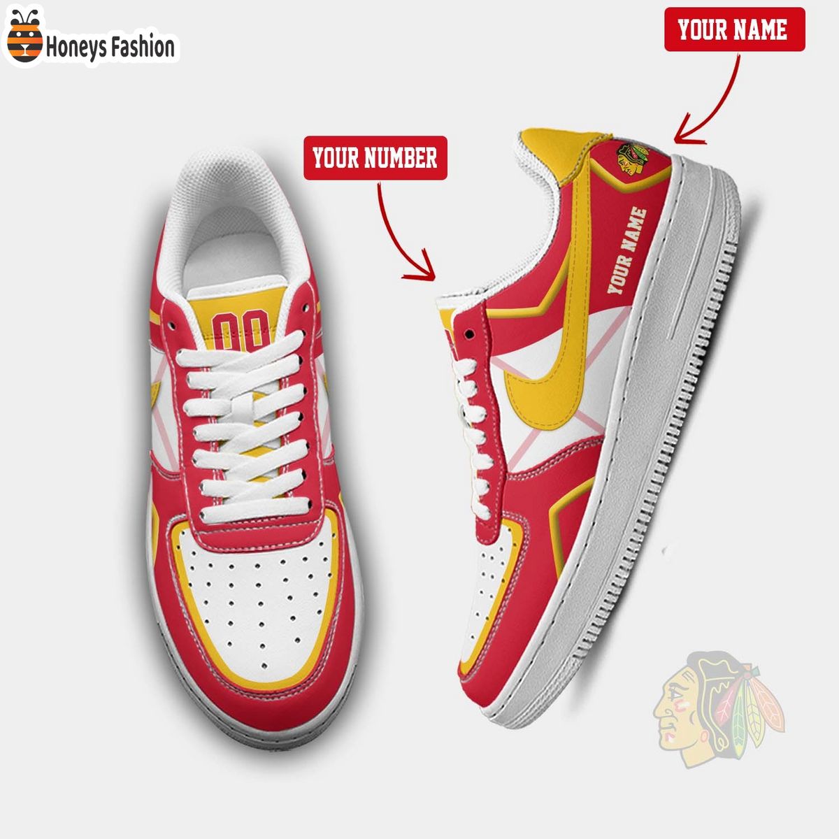 Chicago Blackhawks NHL Personalized Air Force 1 Shoes