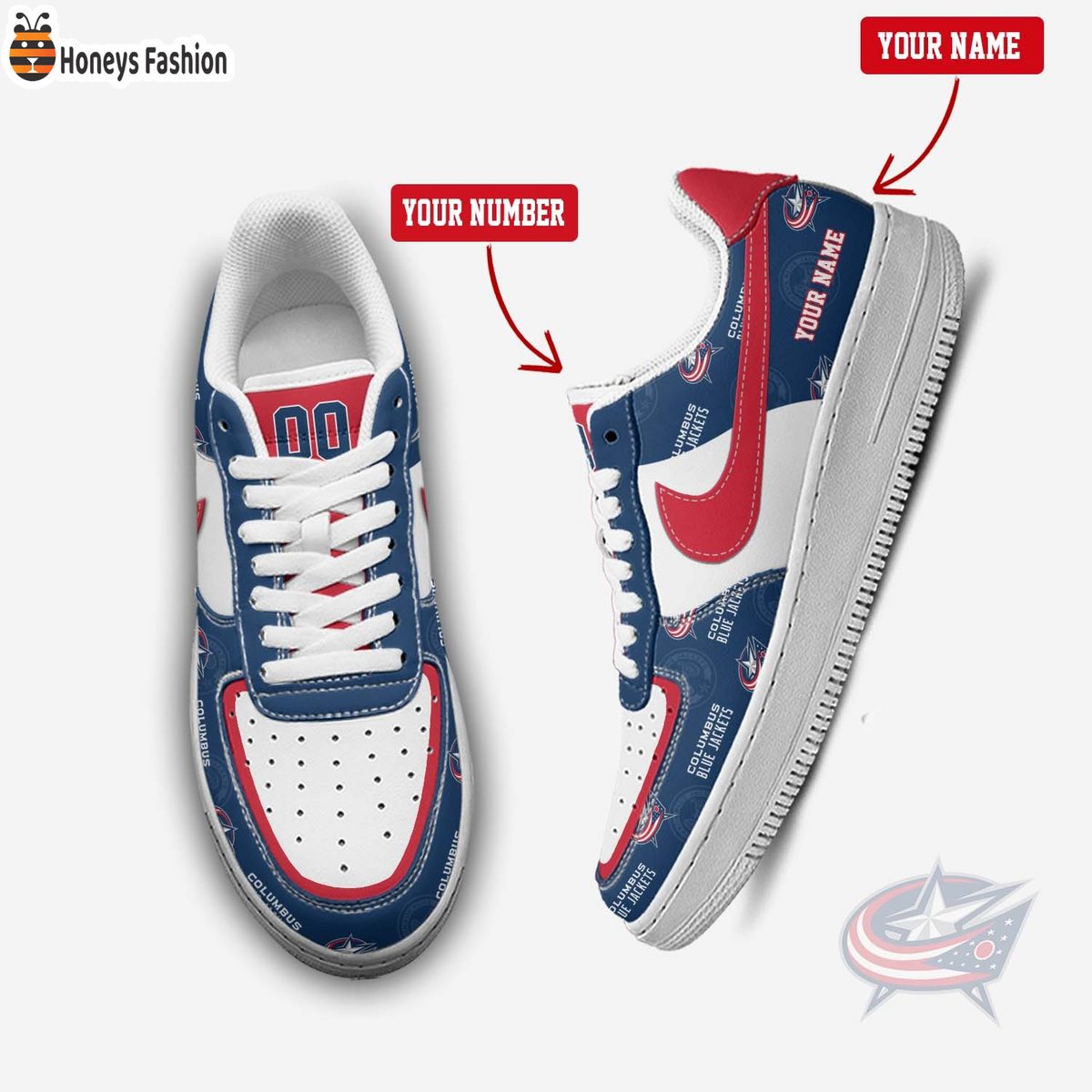 Columbus Blue Jackets NHL Personalized Air Force 1 Shoes
