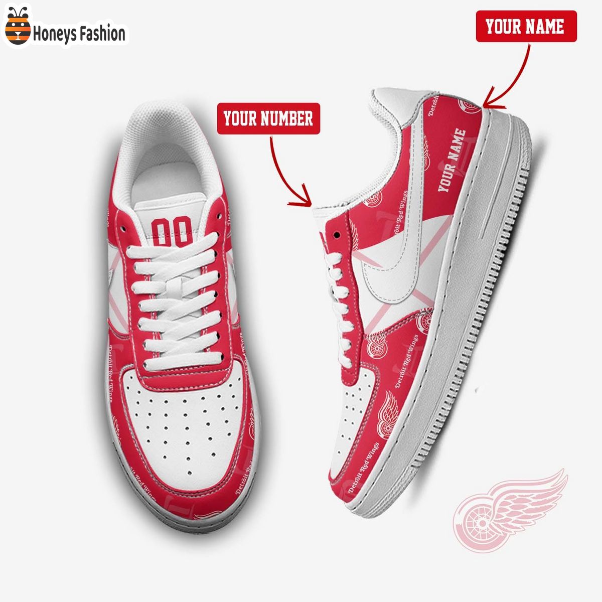 Detroit Red Wings NHL Personalized Air Force 1 Shoes