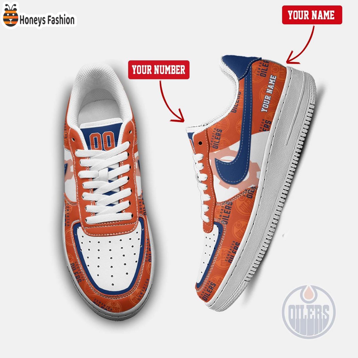 Edmonton Oilers NHL Personalized Air Force 1 Shoes