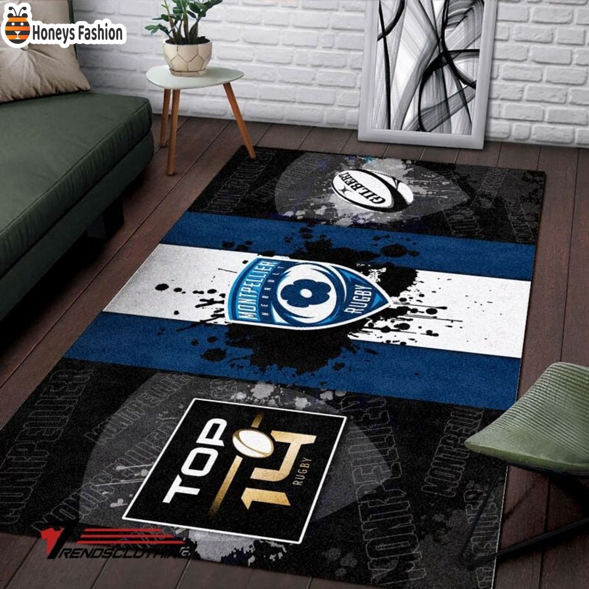 Montpellier Herault Rugby Rug Carpet