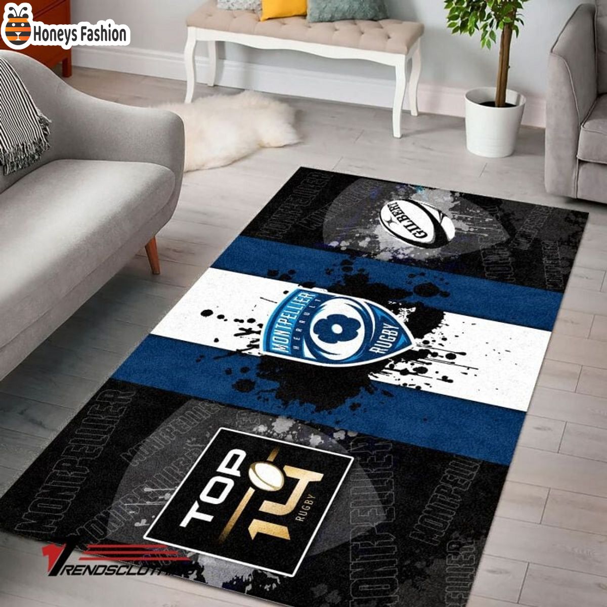 Montpellier Herault Rugby Rug Carpet