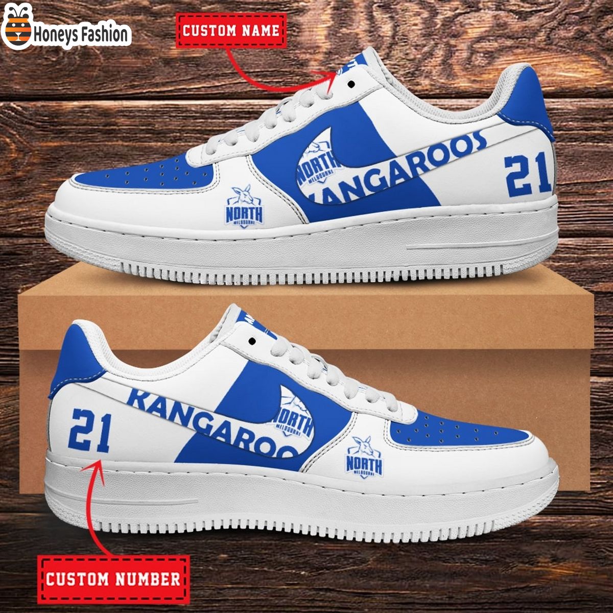 North Melbourne Kangaroos AFL Personalized Air Force 1 Shoes