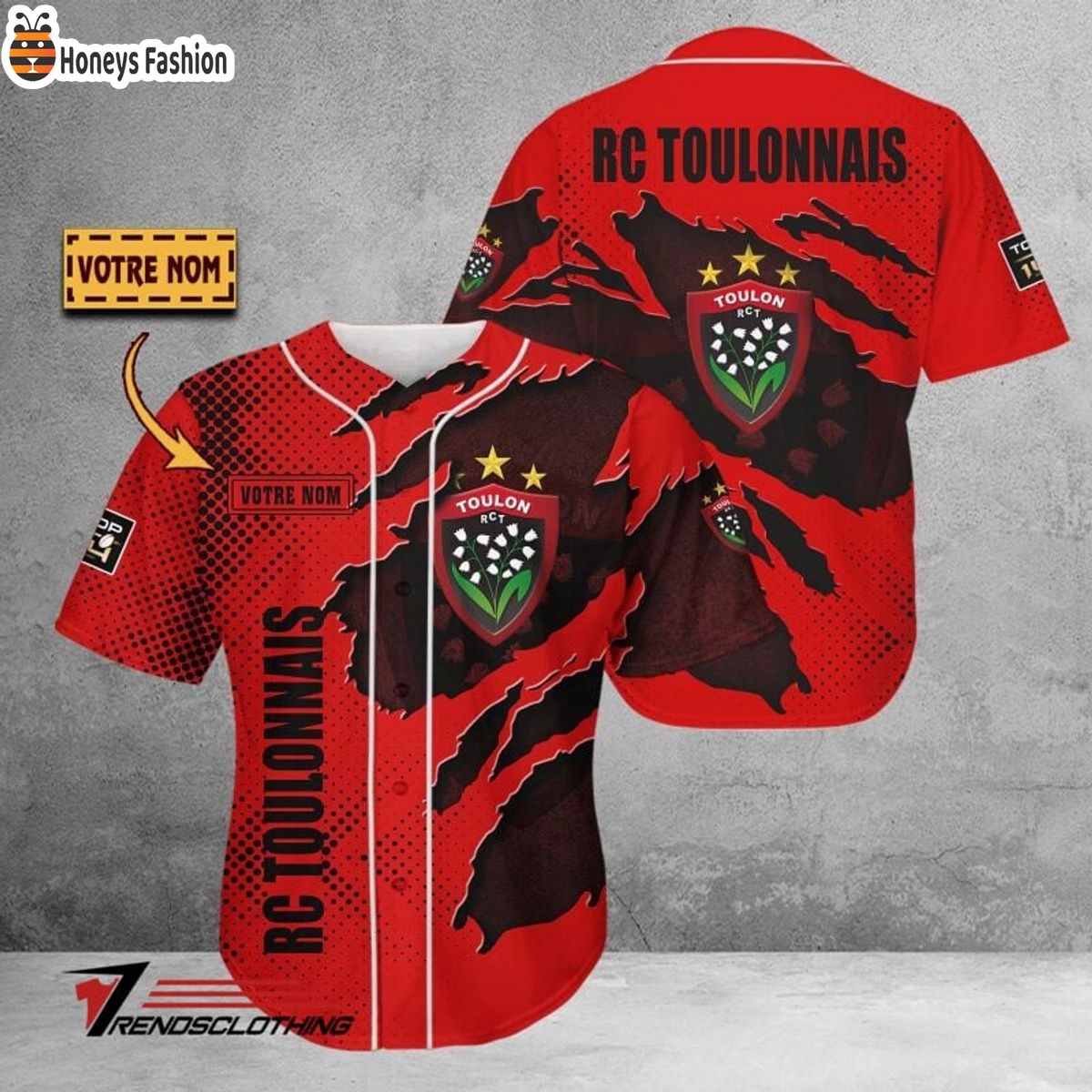 RC Toulonnais Personalized Baseball Jersey