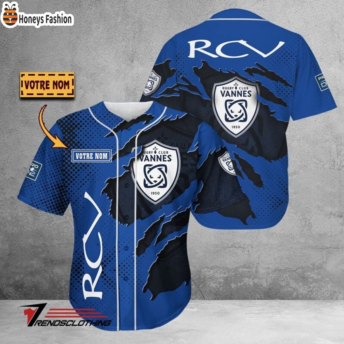 Rugby Club Vannes Personalized Baseball Jersey