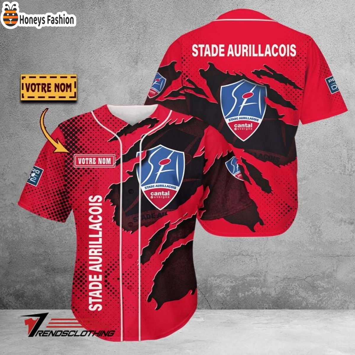 Stade Aurillacois Cantal Auvergne Personalized Baseball Jersey