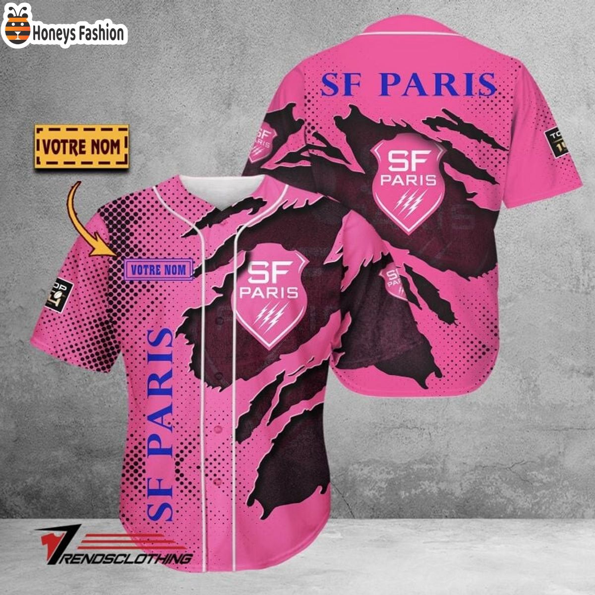 Stade Francais Personalized Baseball Jersey