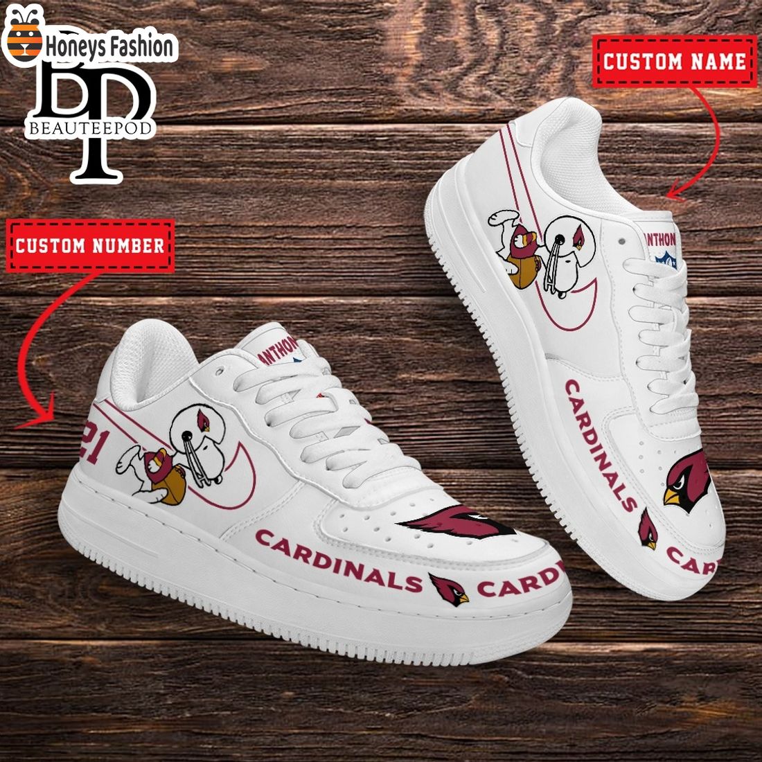 Arizona Cardinals NFL Snoopy Personalized Air Force 1 Shoes