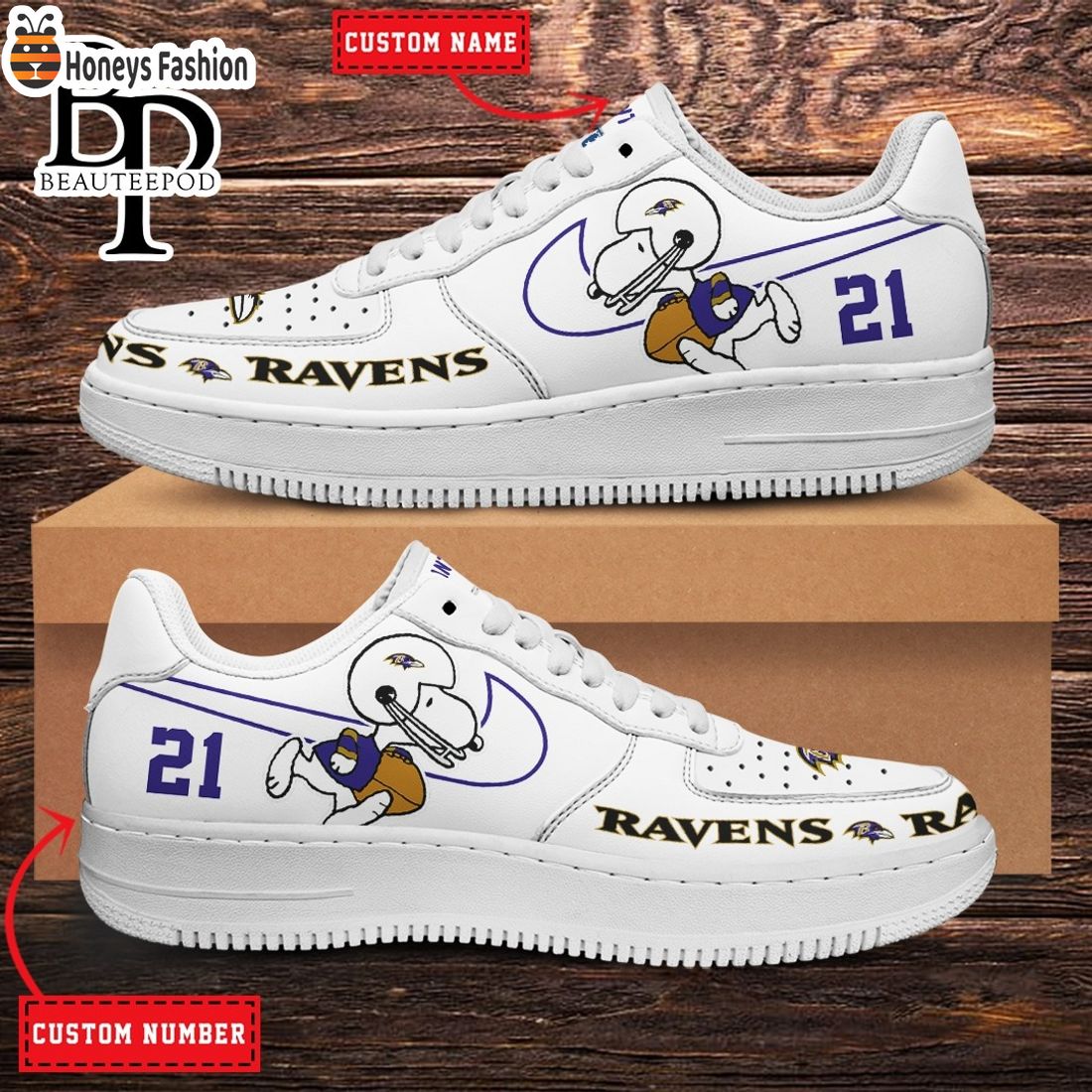 Baltimore Ravens NFL Snoopy Personalized Air Force 1 Shoes