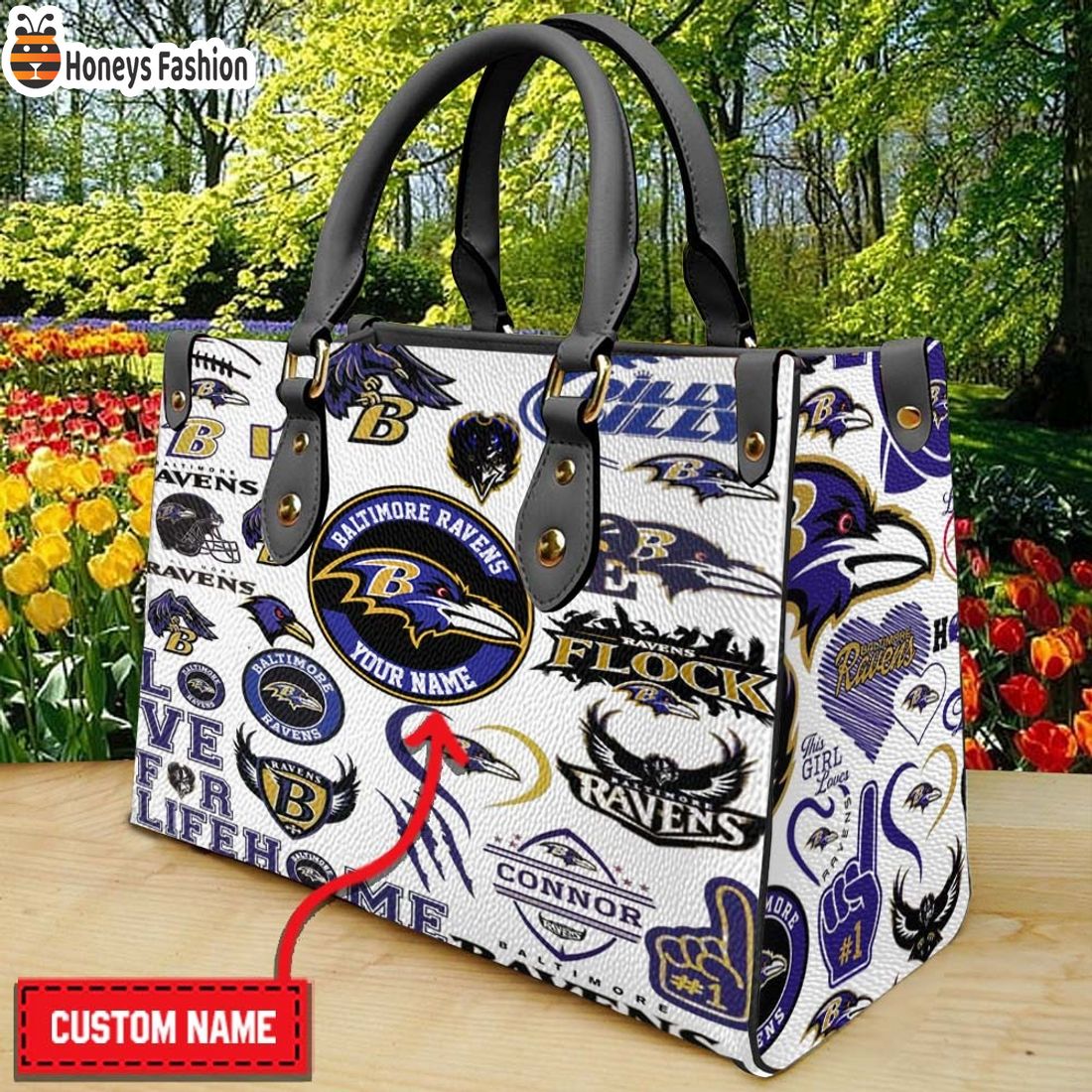 Baltimore Ravens Personalized Leather Handbag