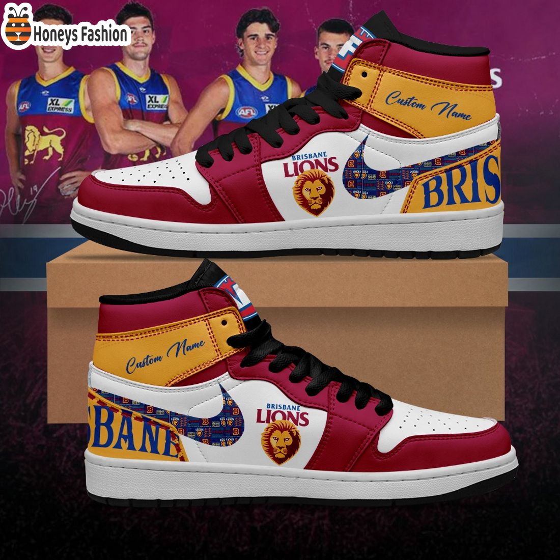 Brisbane Lions Football Club Custom Name Air Jordan 1 Sneaker