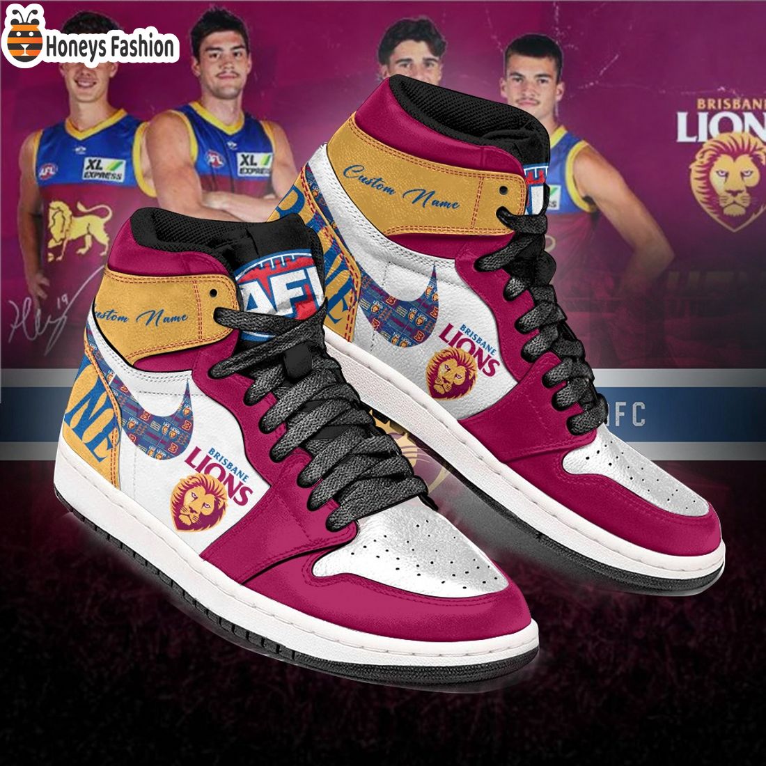 Brisbane Lions Football Club Custom Name Air Jordan 1 Sneaker