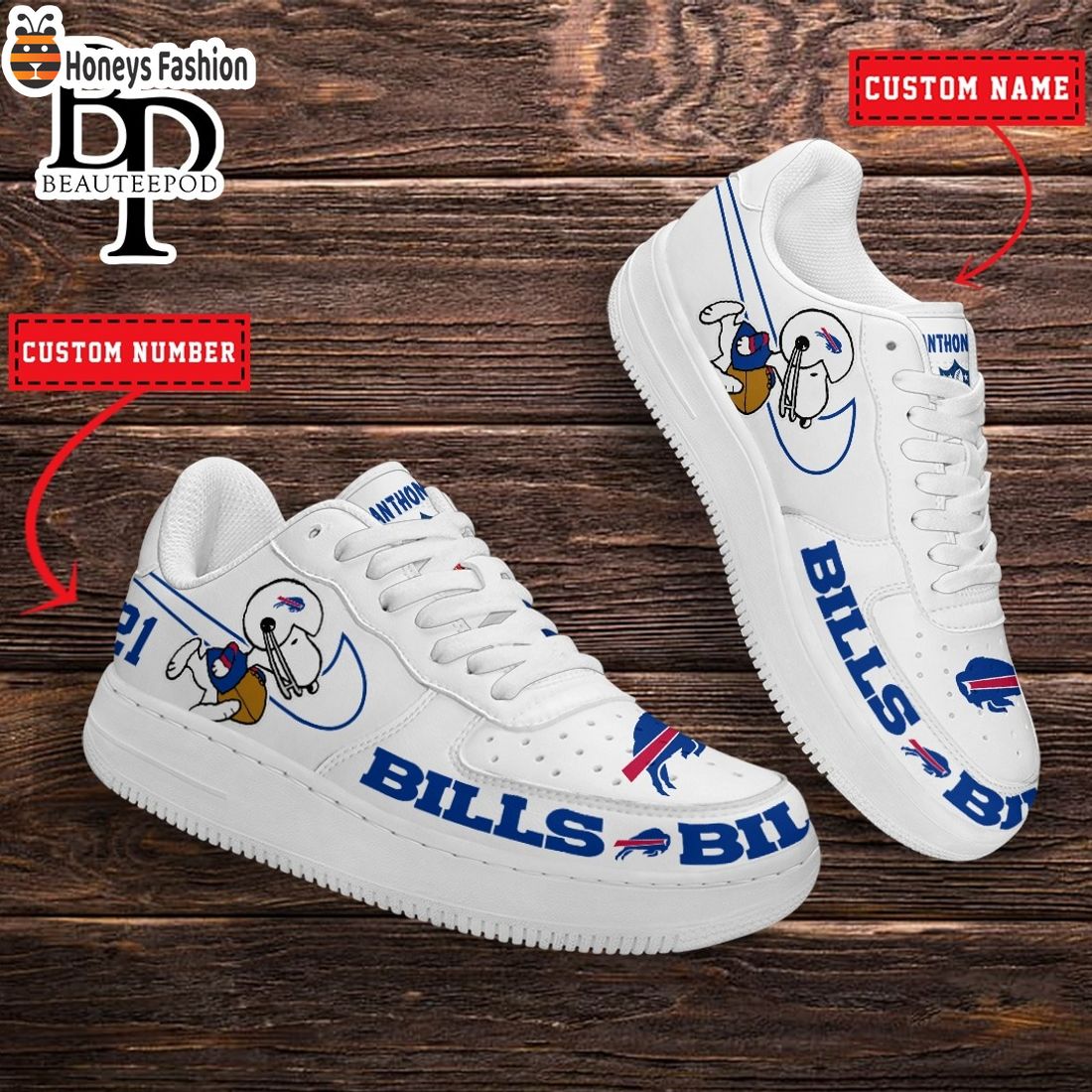 Buffalo Bills NFL Snoopy Personalized Air Force 1 Shoes