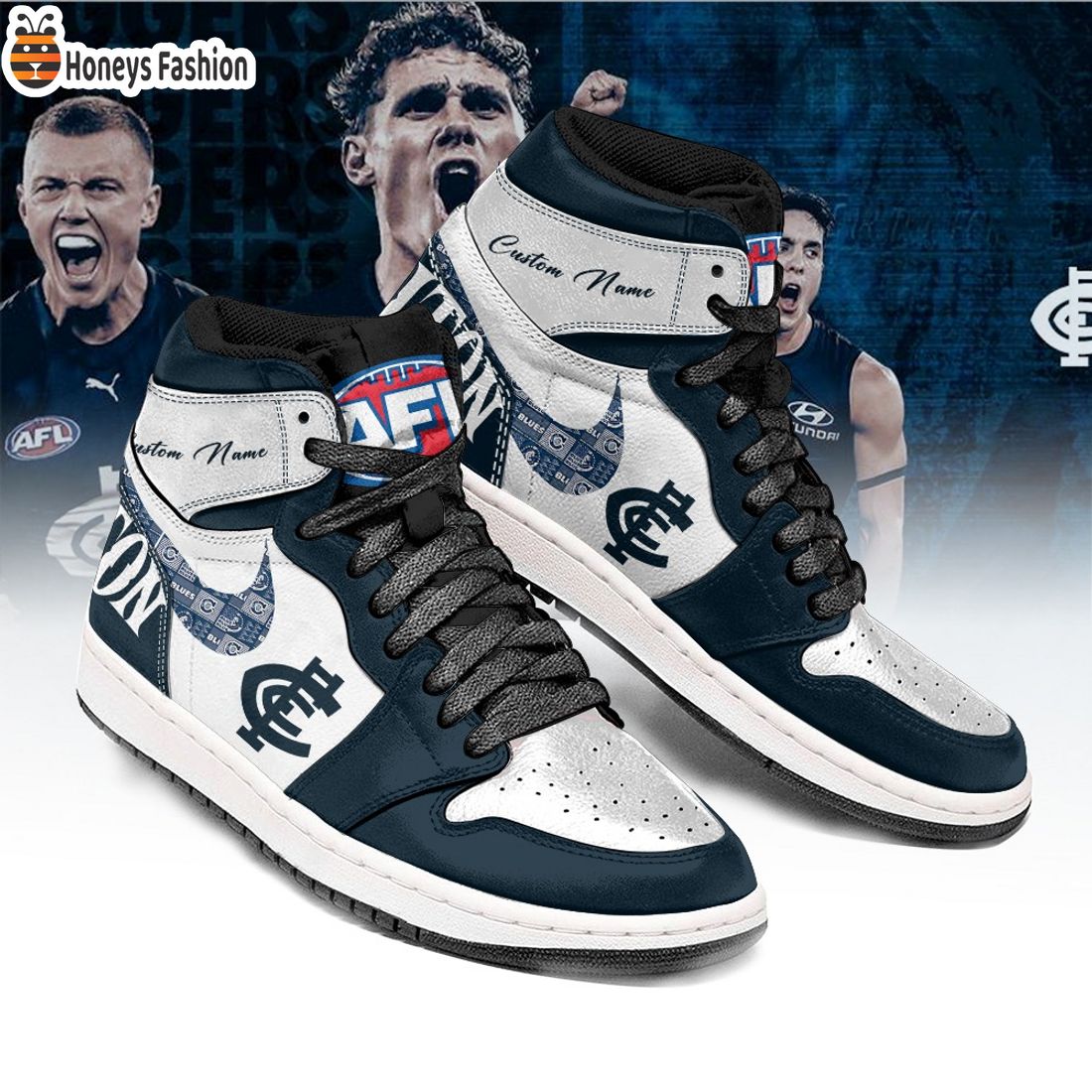 Carlton Blues Football Club Custom Name Air Jordan 1 Sneaker