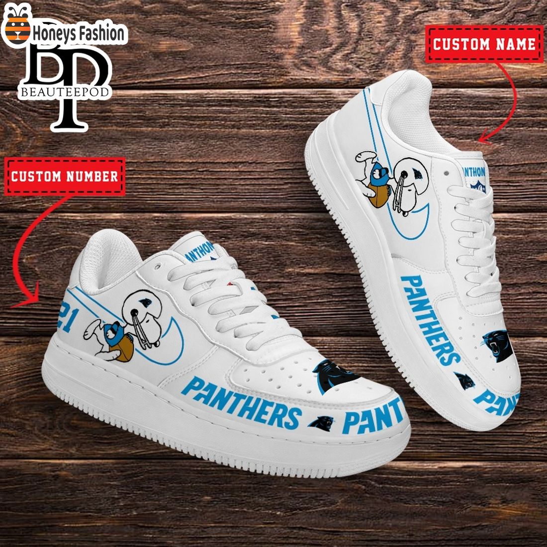 Carolina Panthers NFL Snoopy Personalized Air Force 1 Shoes