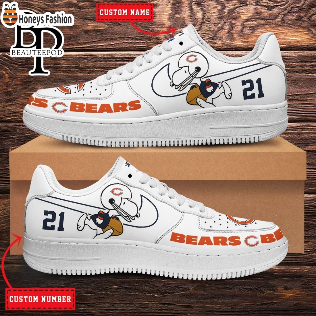Chicago Bears NFL Snoopy Personalized Air Force 1 Shoes