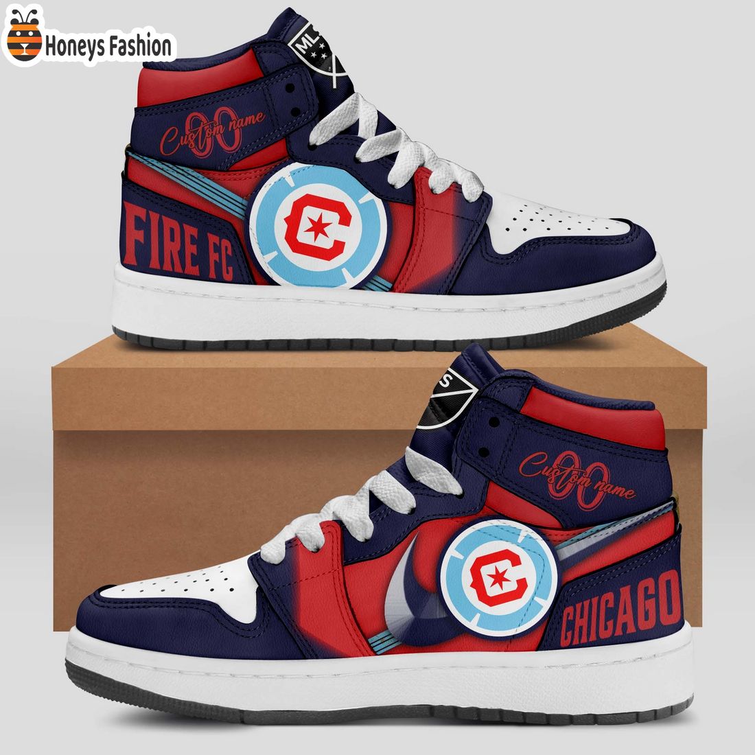 Chicago Fire MLS Custom Name Air Jordan 1 Shoes