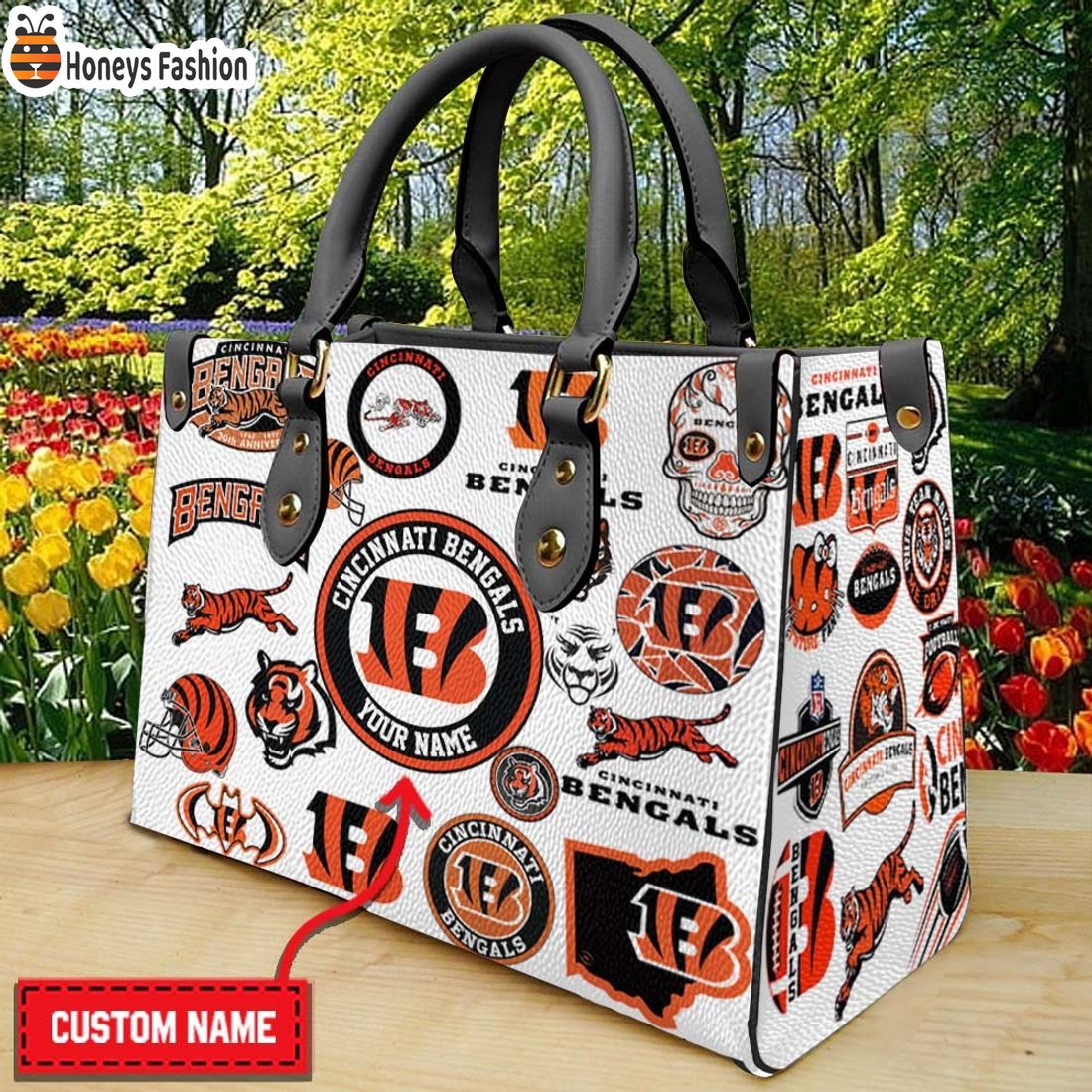 Cincinnati Bengals Personalized Leather Handbag