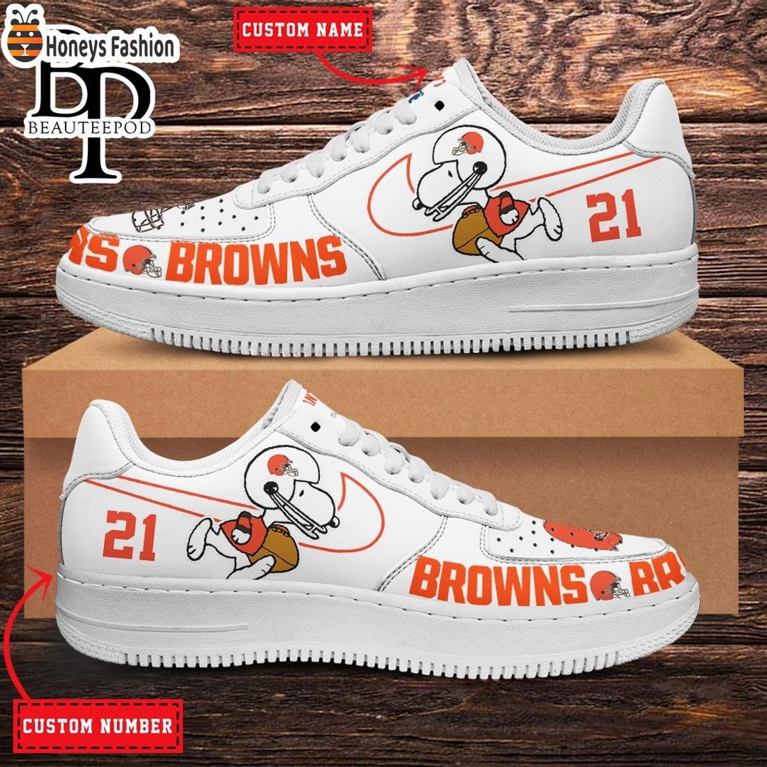 Cleveland Browns NFL Snoopy Personalized Air Force 1 Shoes