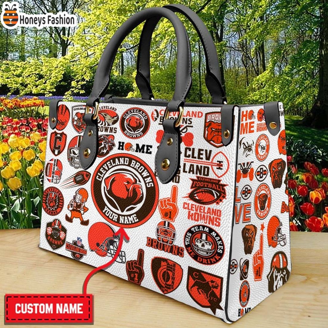 Cleveland Browns Personalized Leather Handbag