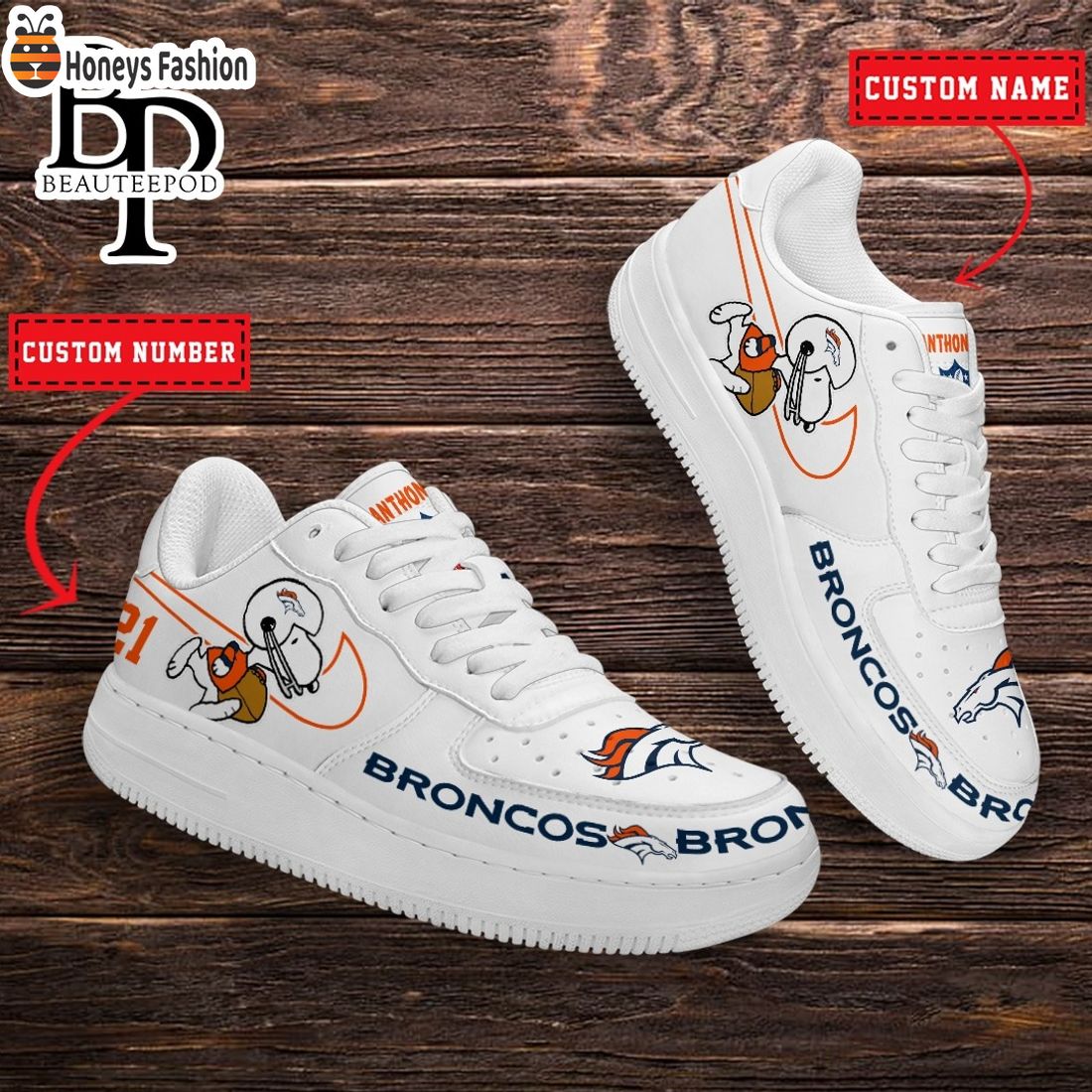 Denver Broncos NFL Snoopy Personalized Air Force 1 Shoes