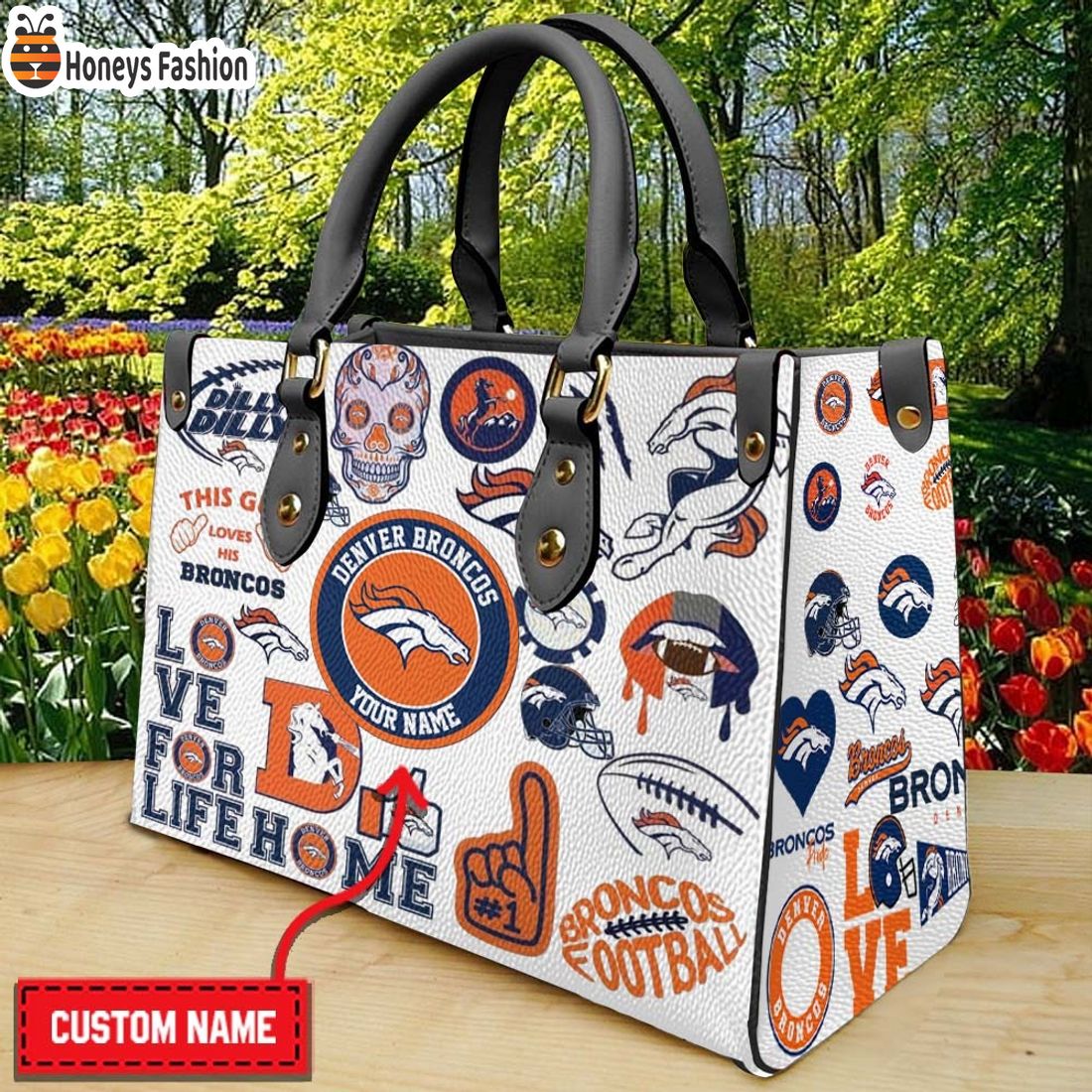 Denver Broncos Personalized Leather Handbag