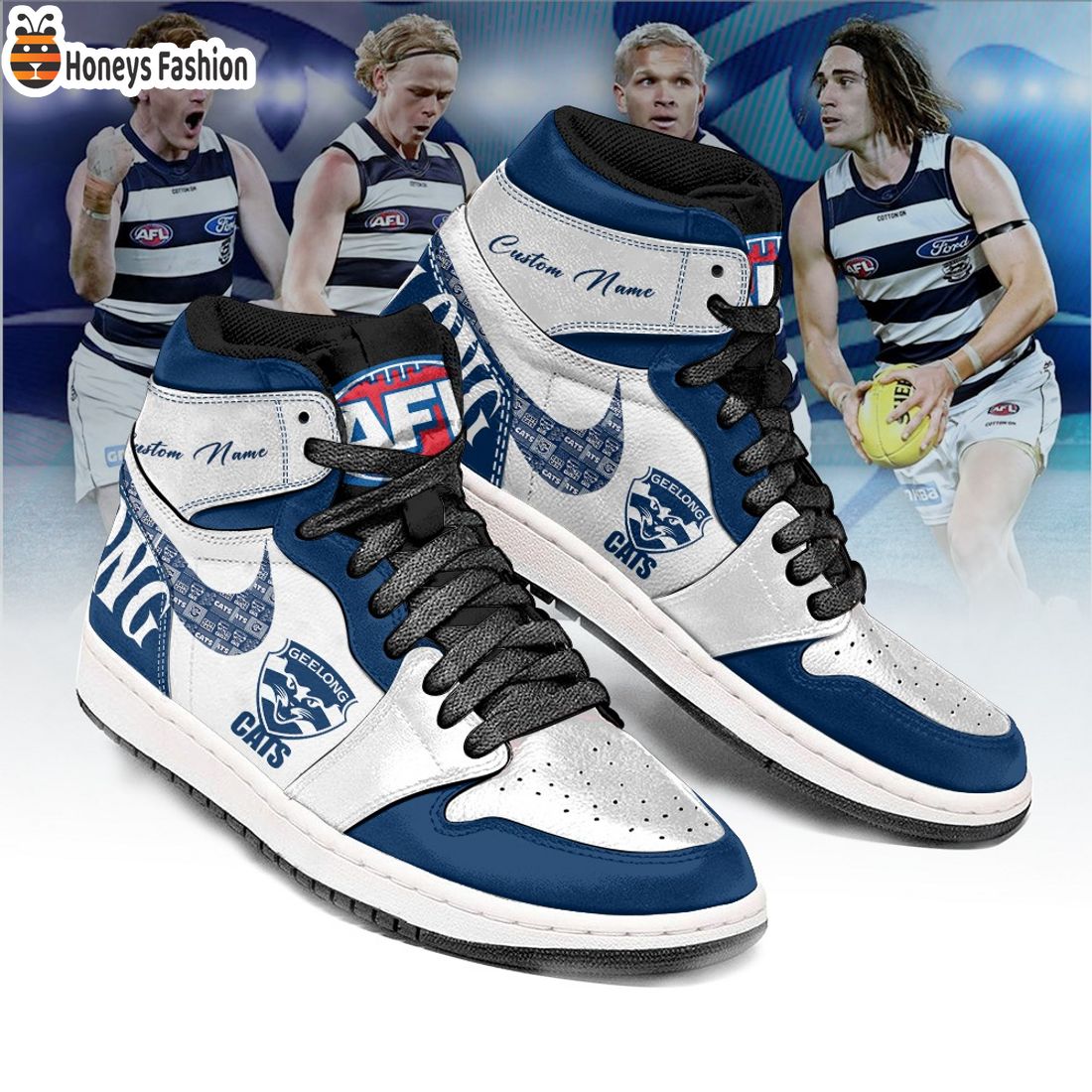 Geelong Cats Football Club Custom Name Air Jordan 1 Sneaker