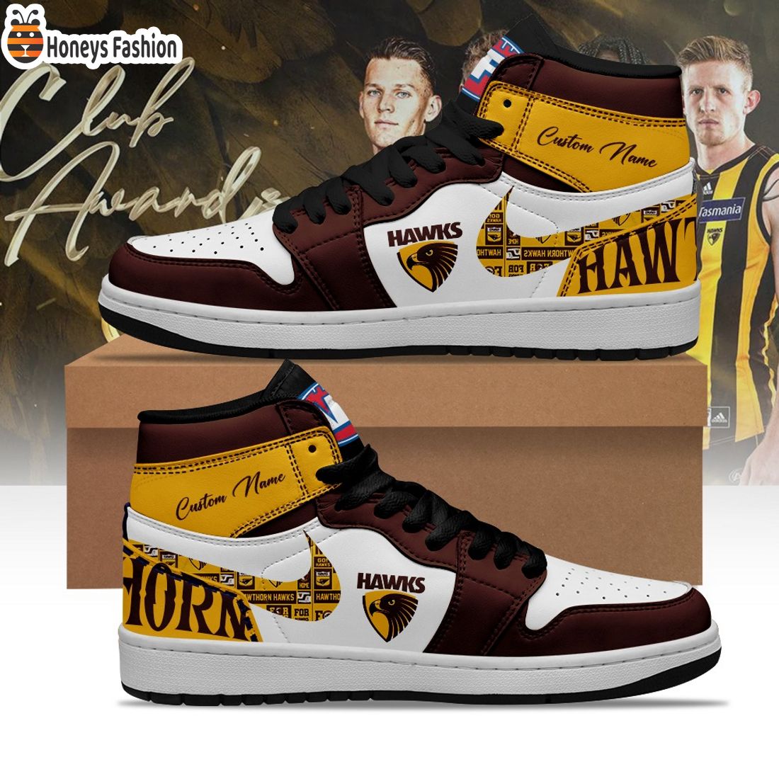 Hawthorn Hawks Football Club Custom Name Air Jordan 1 Sneaker