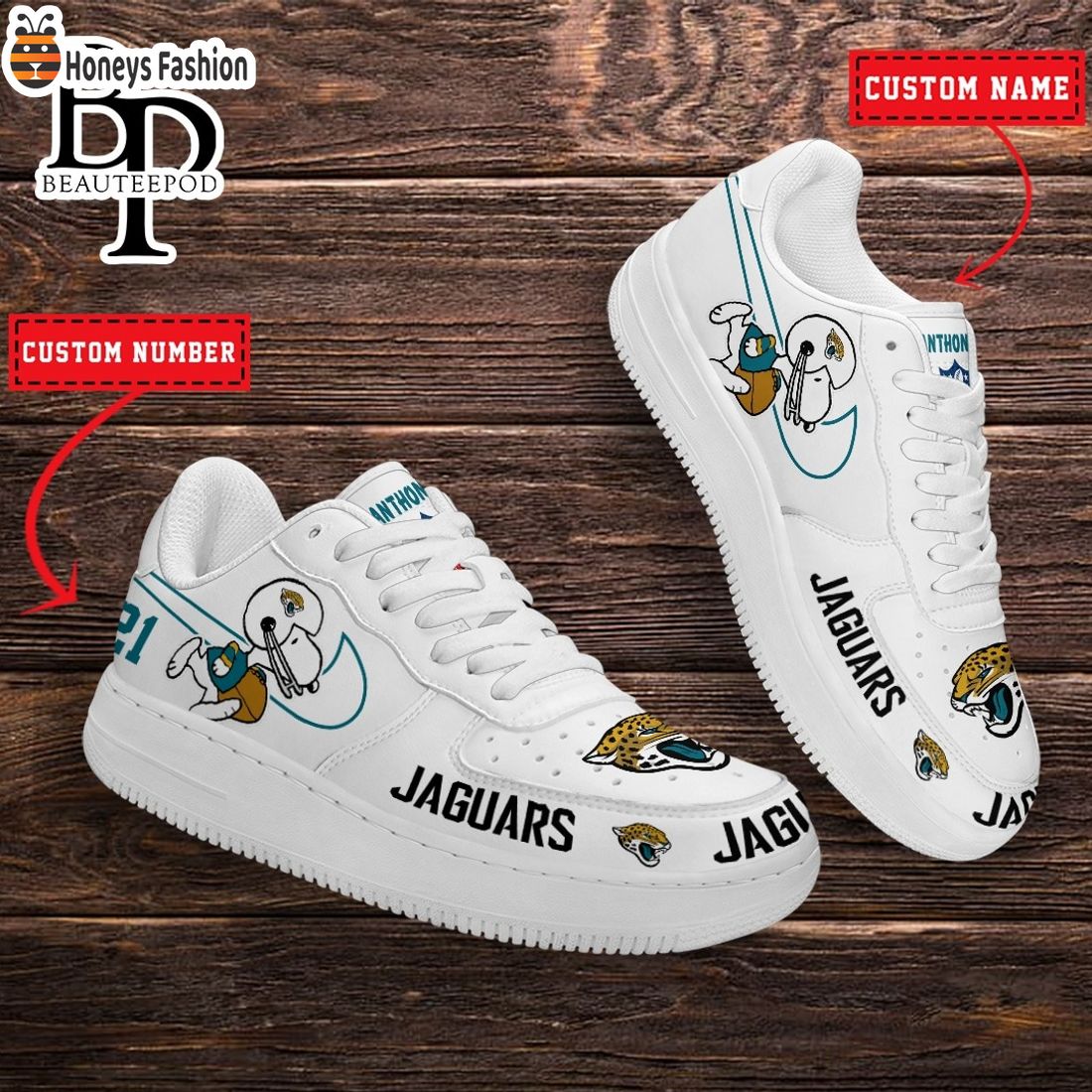 Jacksonville Jaguars NFL Snoopy Personalized Air Force 1 Shoes