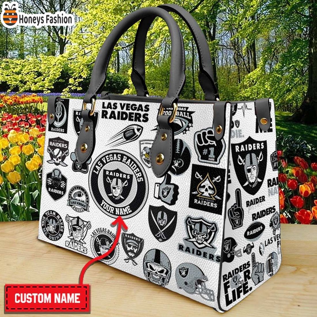 Las Vegas Raiders Personalized Leather Handbag